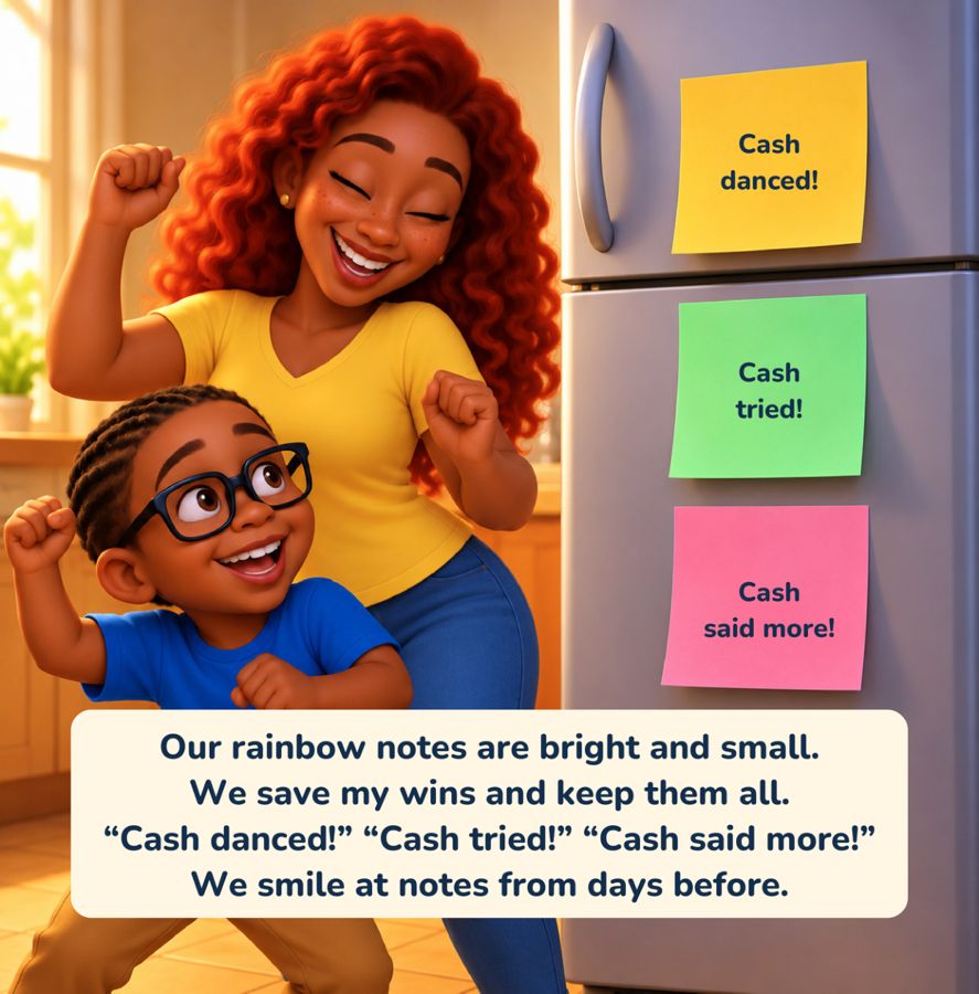 Page: Our rainbow notes are bright and small.